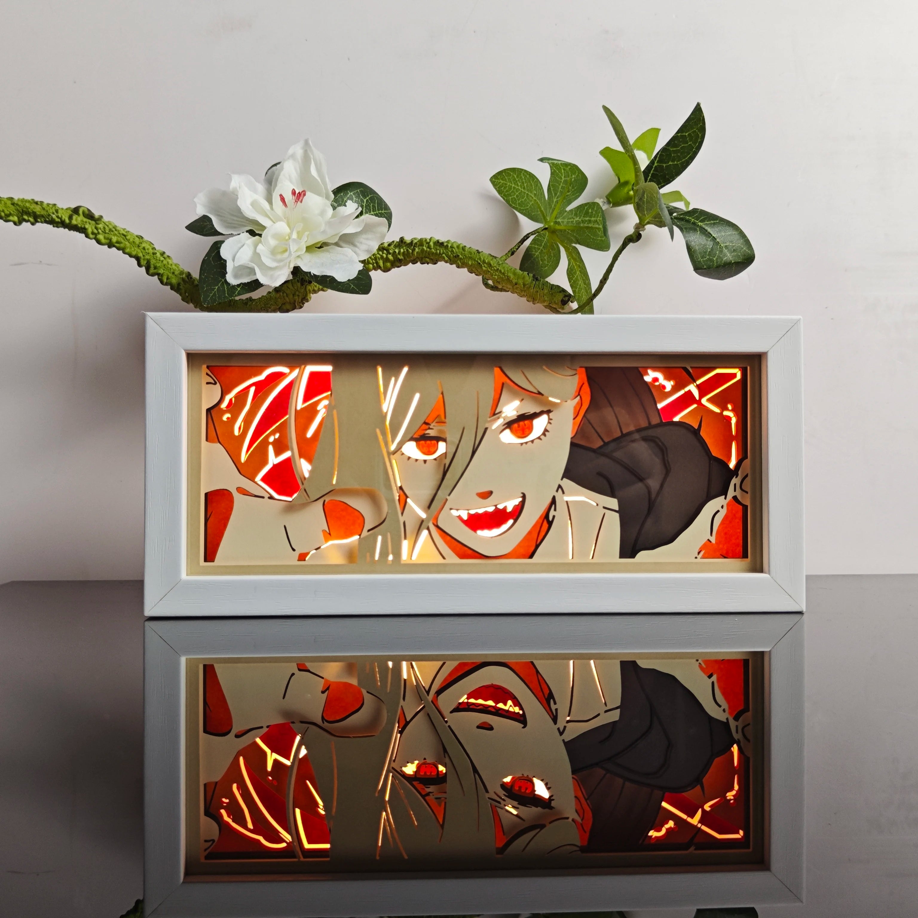 Anime Paper Carved Lamp Cute Figure 3D Paper Led Color Light Box Room Decoration Collect Night Light Gifts