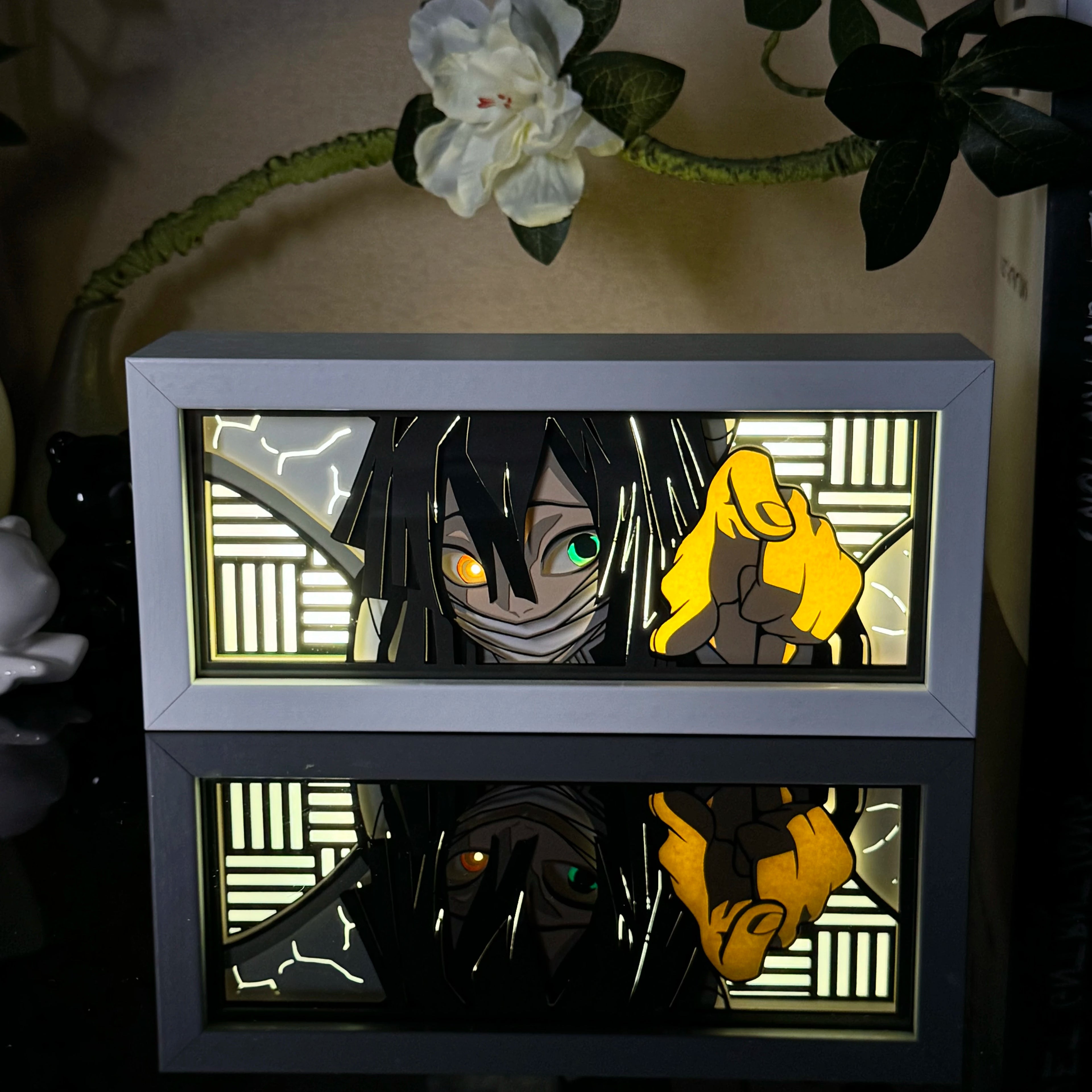 Anime Paper Carved Lamp Cute Figure 3D Paper Led Color Light Box Room Decoration Collect Night Light Gifts