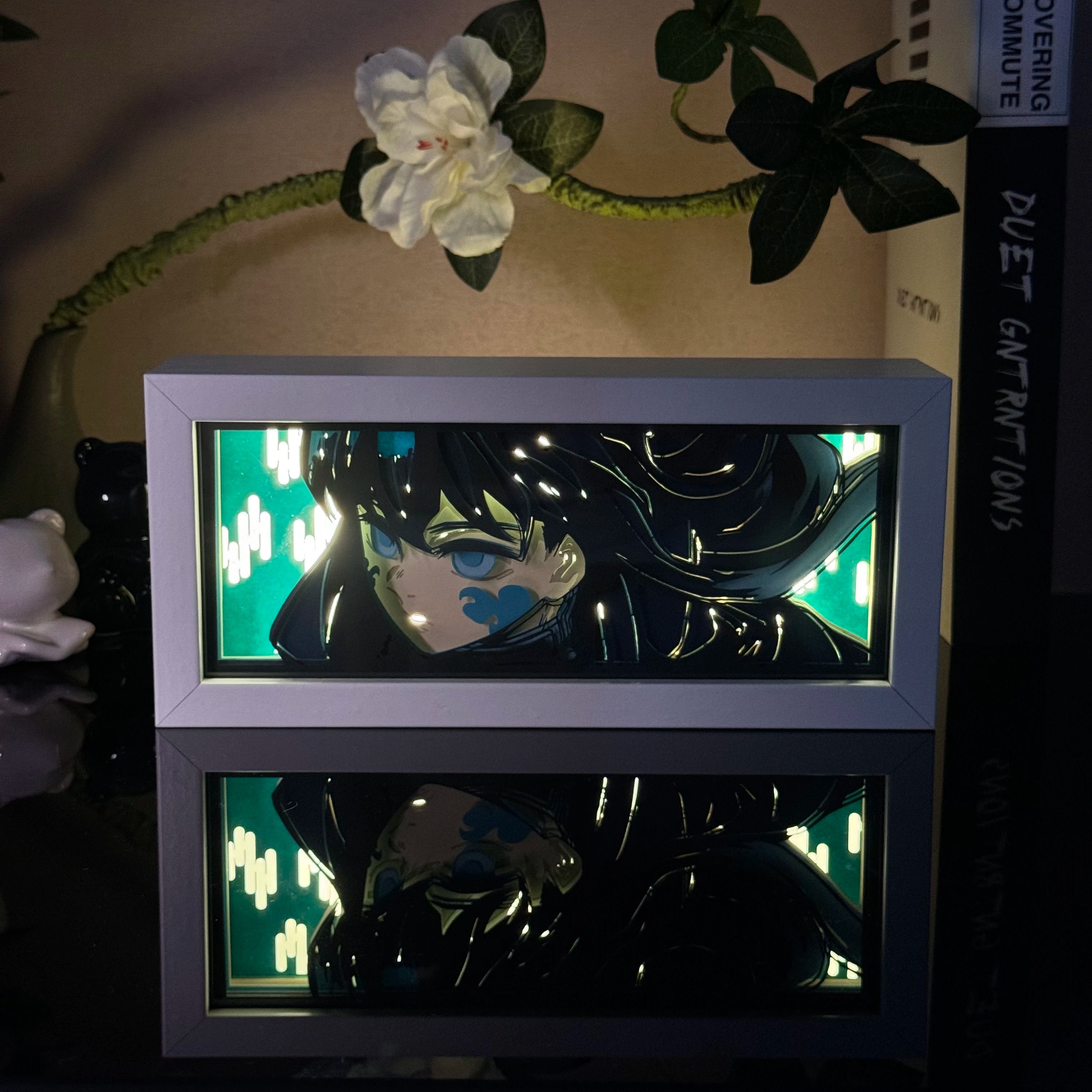Anime Paper Carved Lamp Cute Figure 3D Paper Led Color Light Box Room Decoration Collect Night Light Gifts