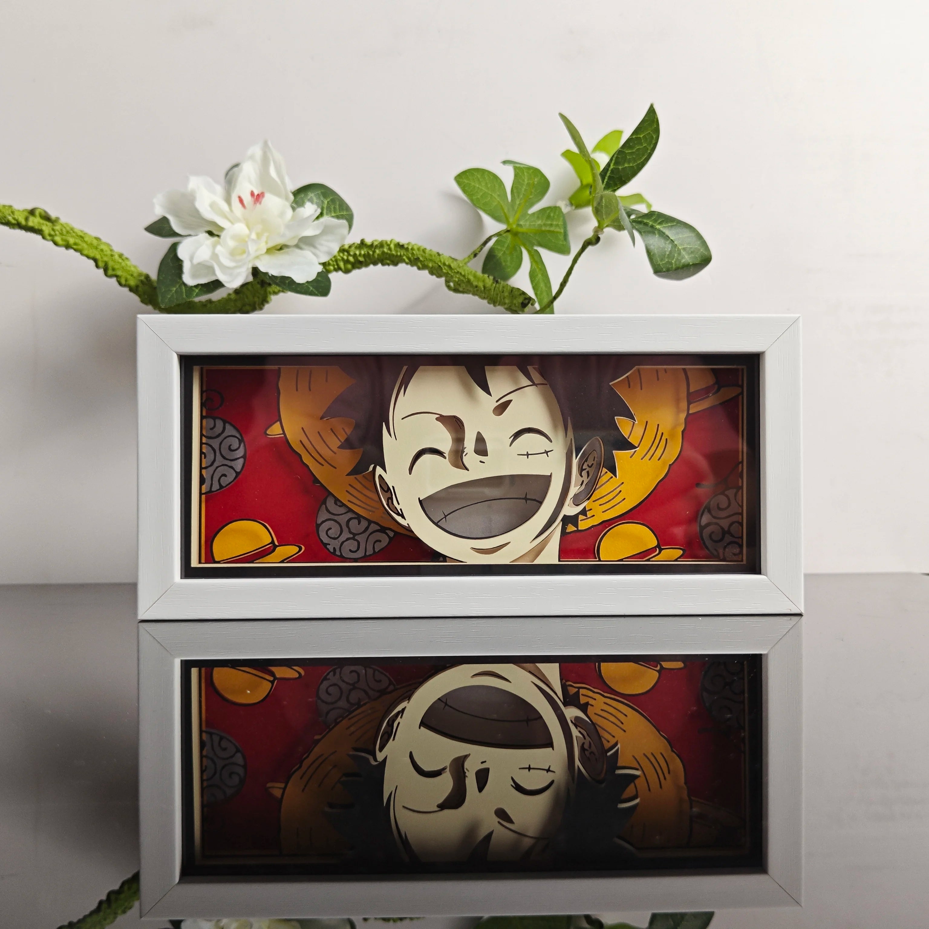 Anime Paper Carved Lamp Cute Figure 3D Paper Led Color Light Box Room Decoration Collect Night Light Gifts