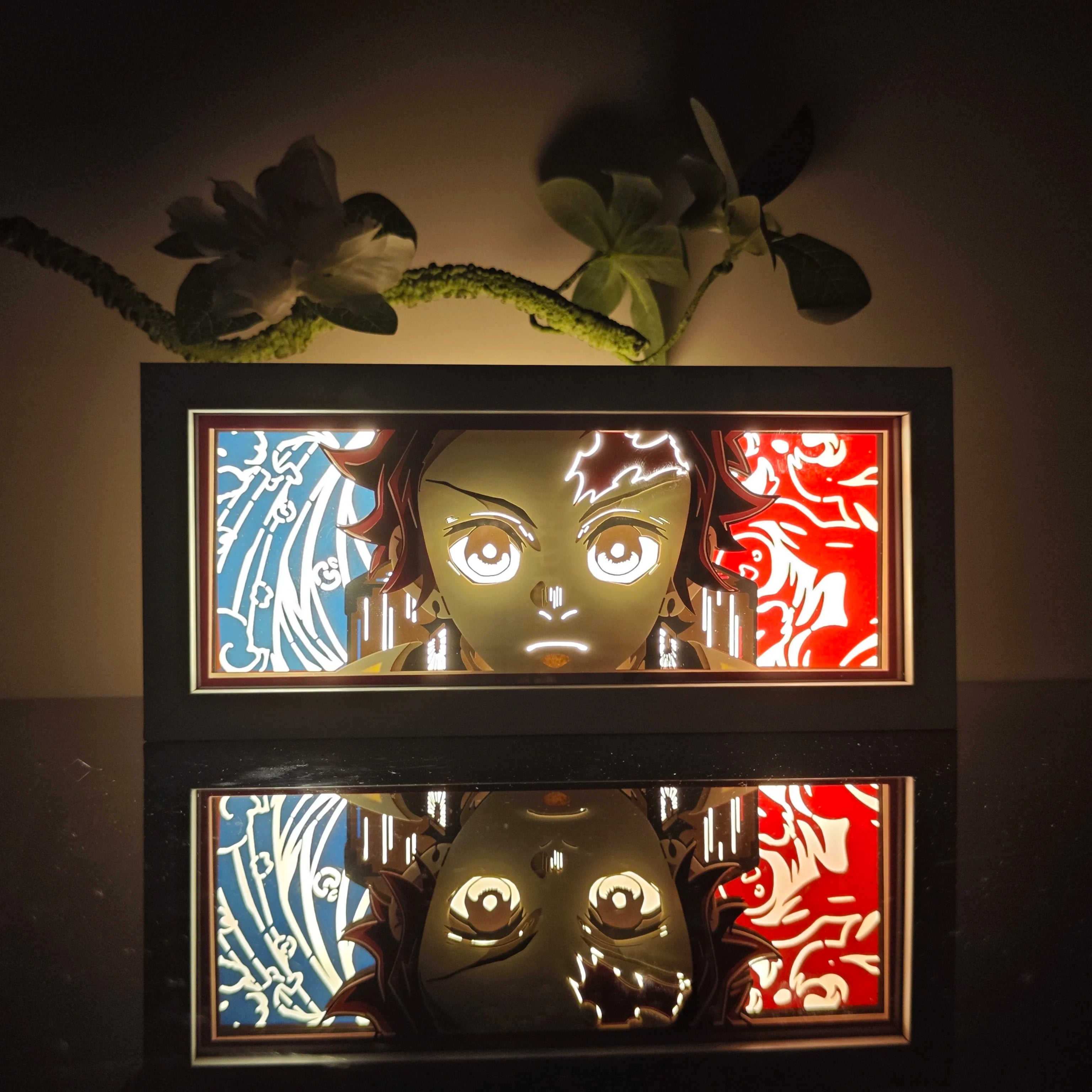 Anime Paper Carved Lamp Cute Figure 3D Paper Led Color Light Box Room Decoration Collect Night Light Gifts