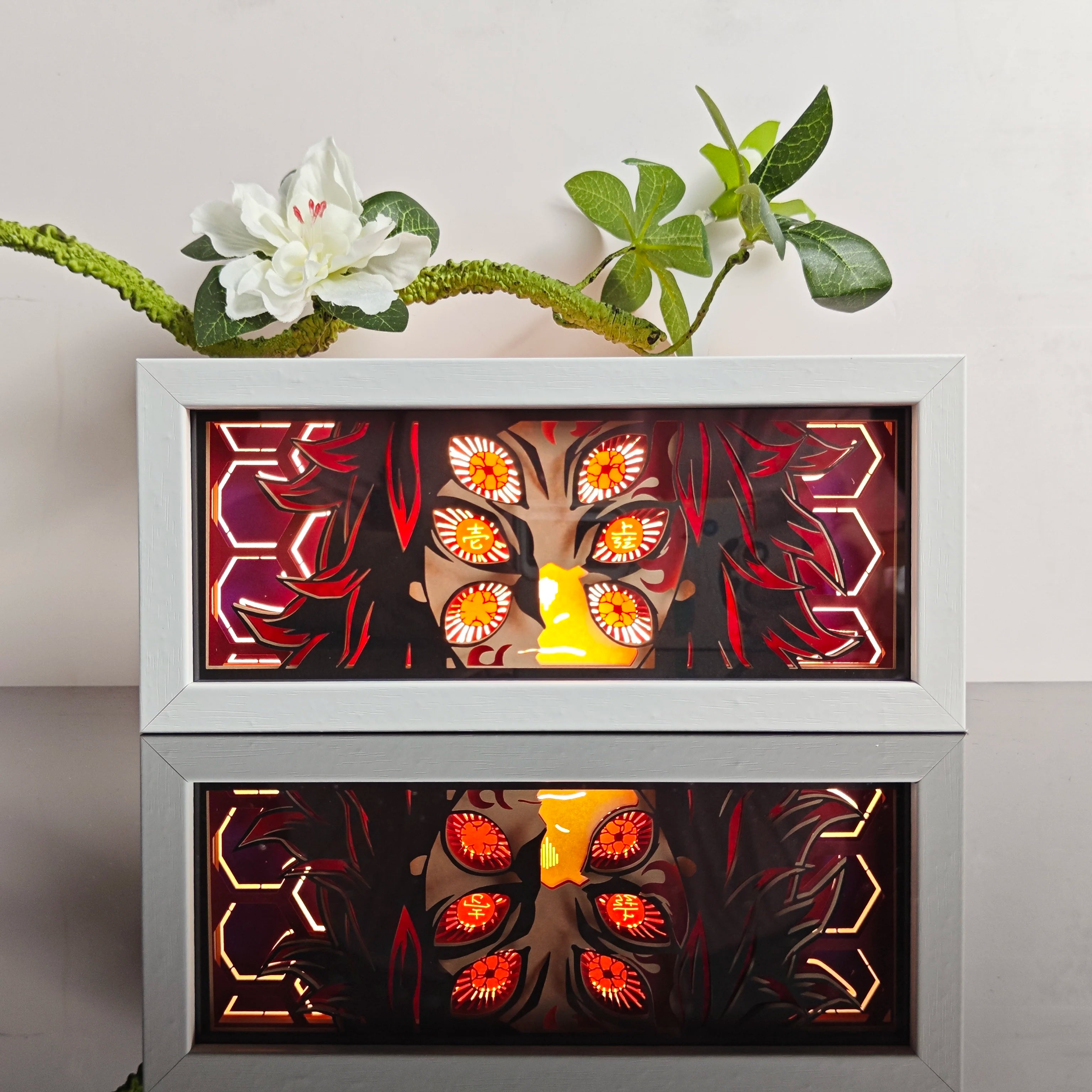 Anime Paper Carved Lamp Cute Figure 3D Paper Led Color Light Box Room Decoration Collect Night Light Gifts