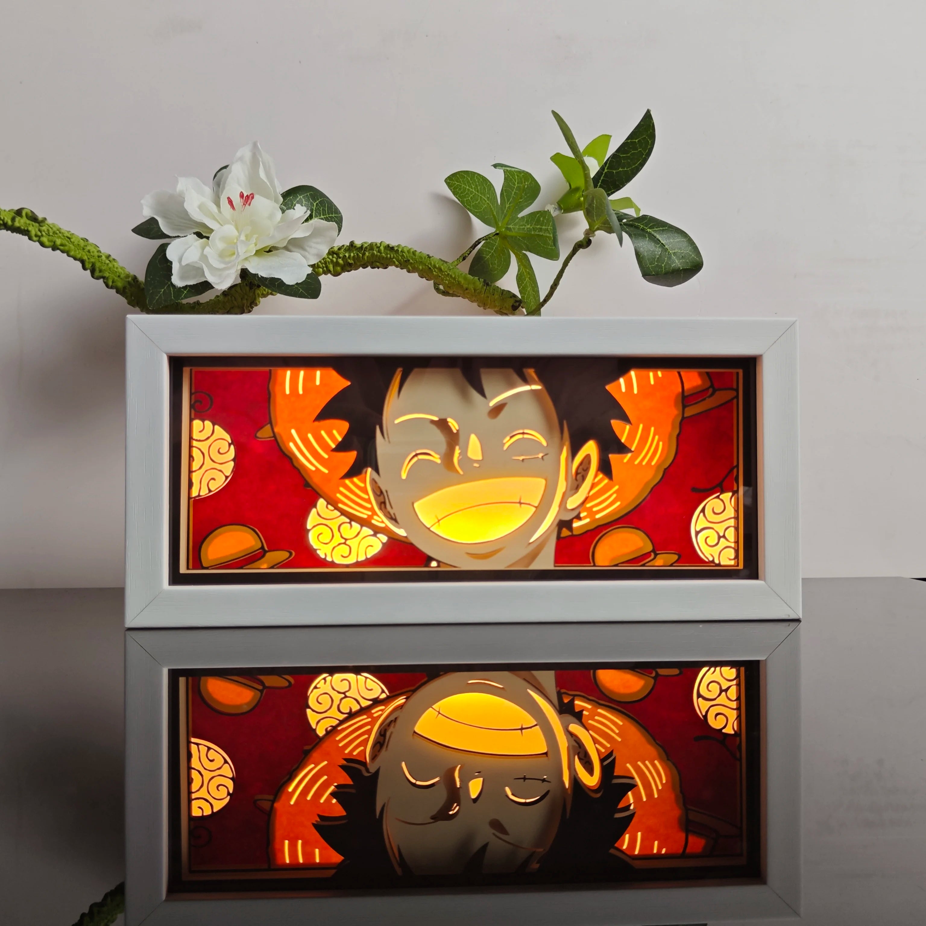 Anime Paper Carved Lamp Cute Figure 3D Paper Led Color Light Box Room Decoration Collect Night Light Gifts