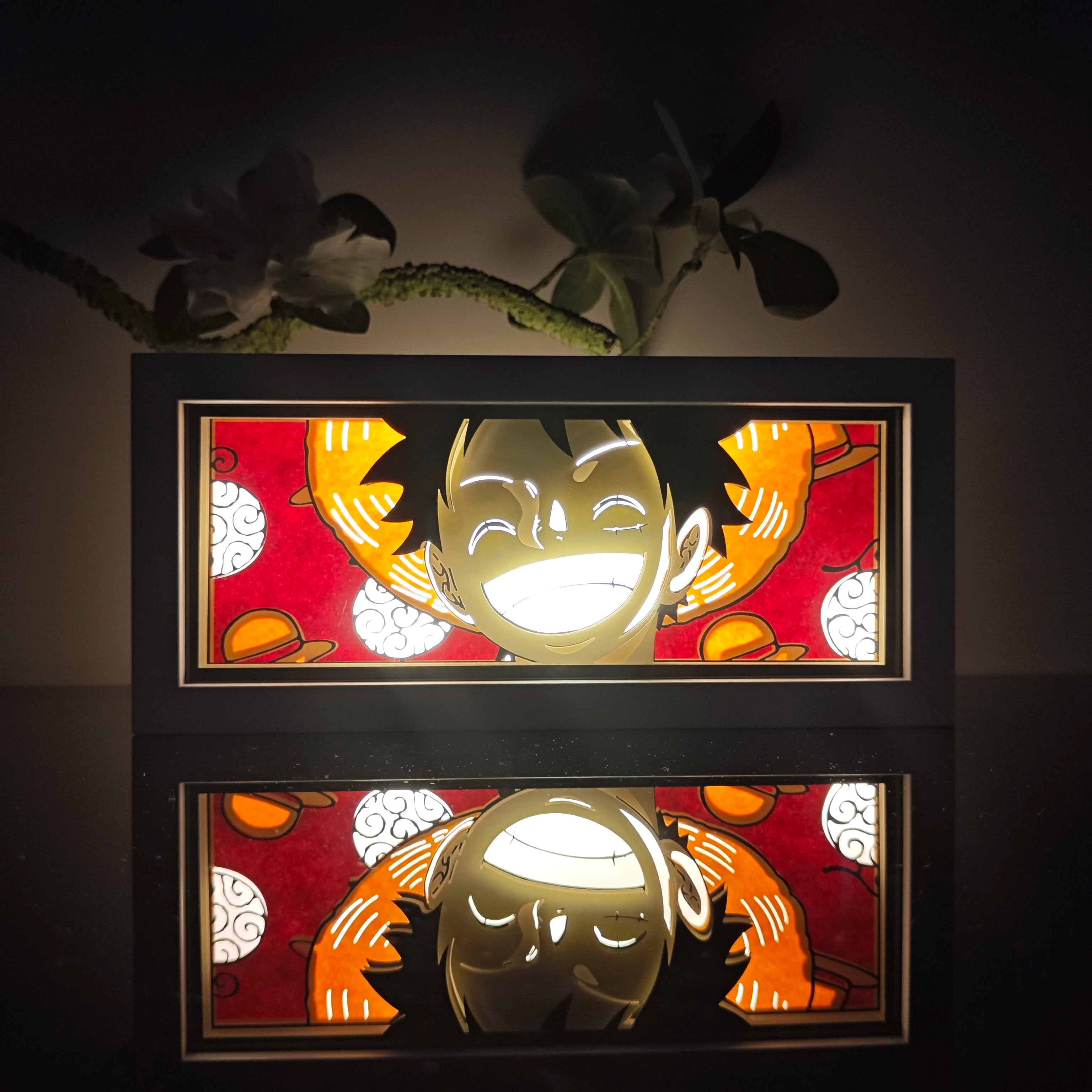 Anime Paper Carved Lamp Cute Figure 3D Paper Led Color Light Box Room Decoration Collect Night Light Gifts