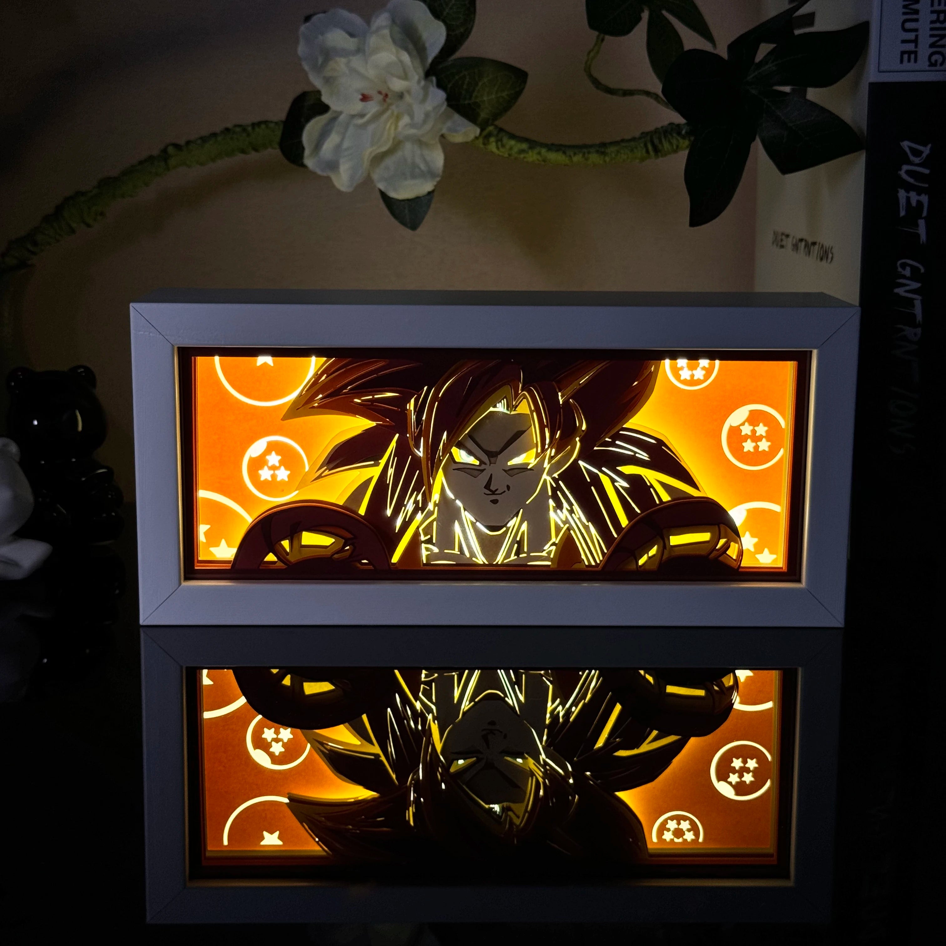Anime Paper Carved Lamp Cute Figure 3D Paper Led Color Light Box Room Decoration Collect Night Light Gifts