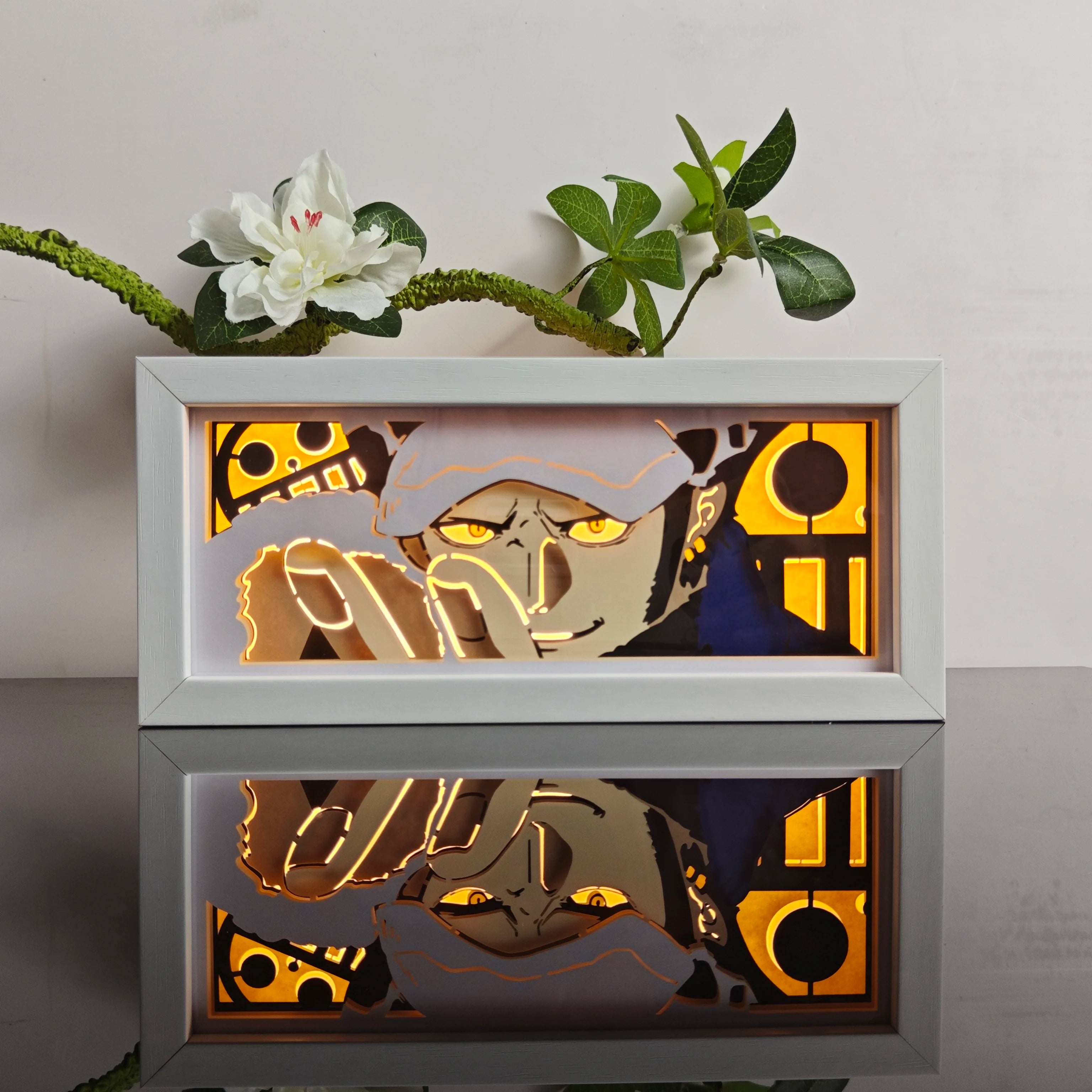 Anime Paper Carved Lamp Cute Figure 3D Paper Led Color Light Box Room Decoration Collect Night Light Gifts